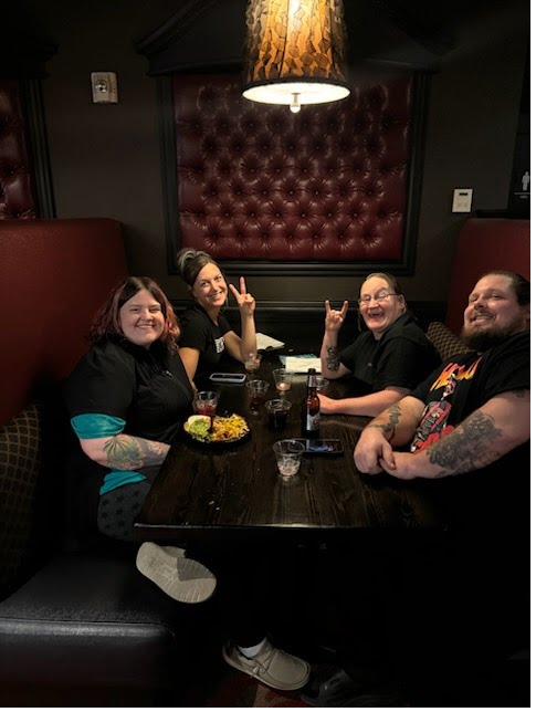 Team dinner in booth